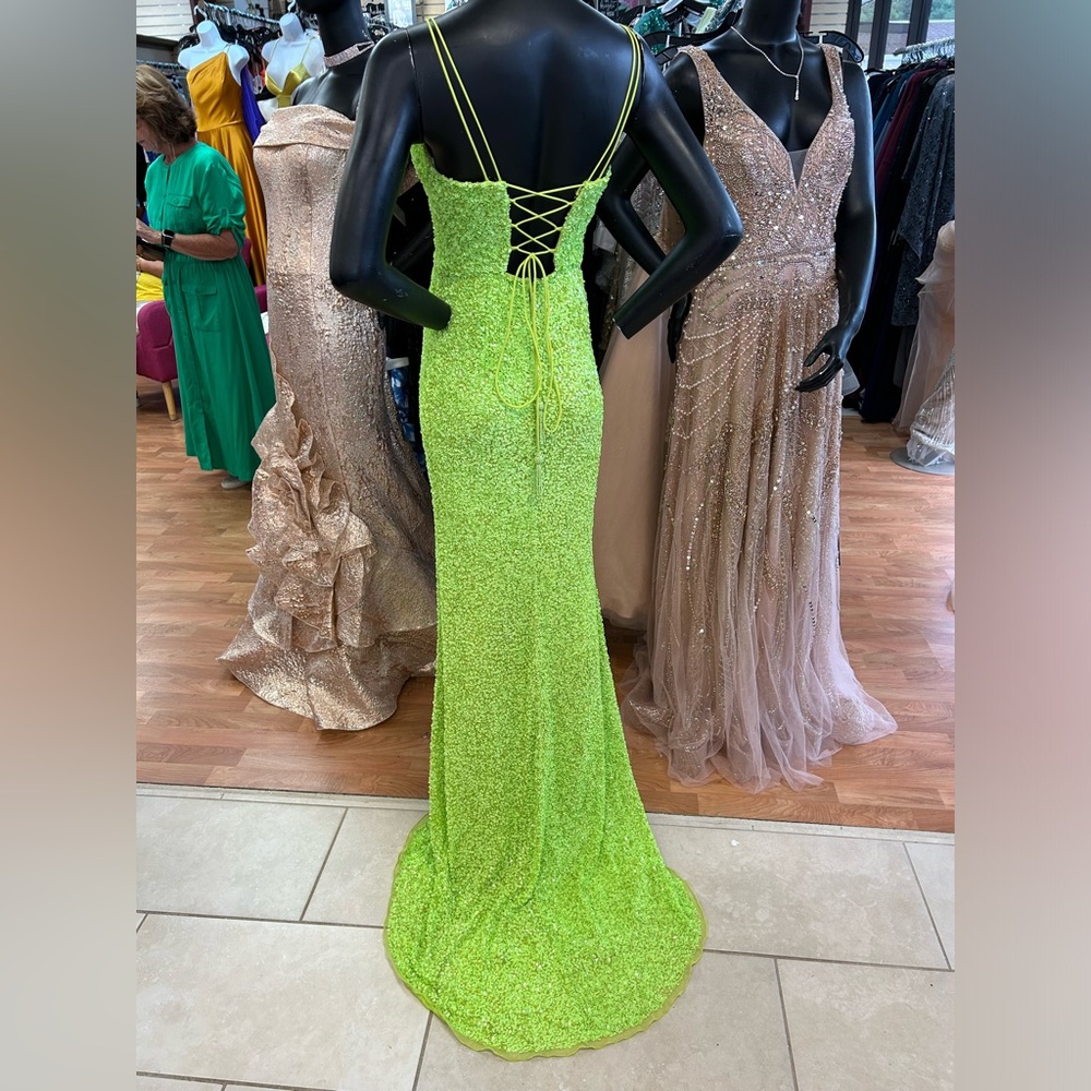 Jovani 23148 lime green long sequin prom dress size 4 - Picture 5 of 7